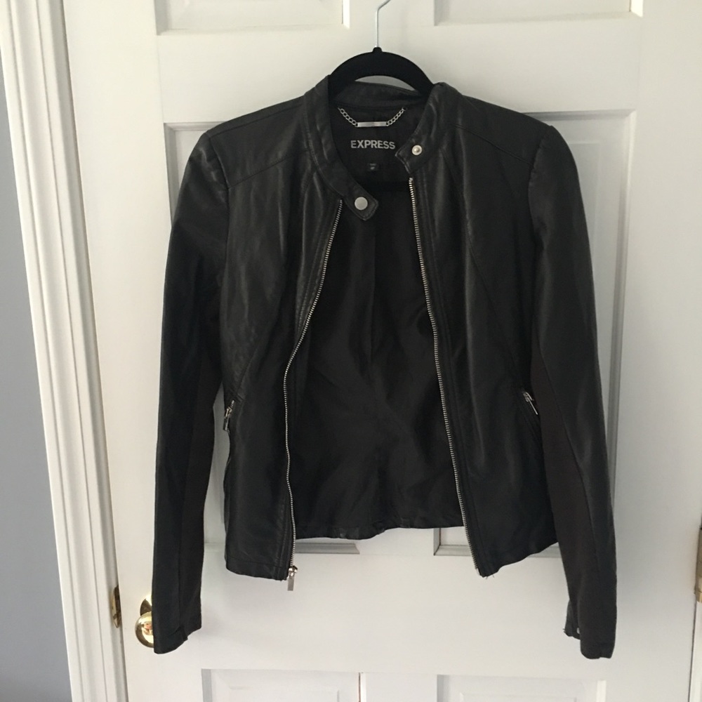 Express Black Faux Leather Jacket Size XS